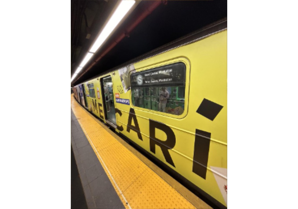 Exterior ad on a subway car