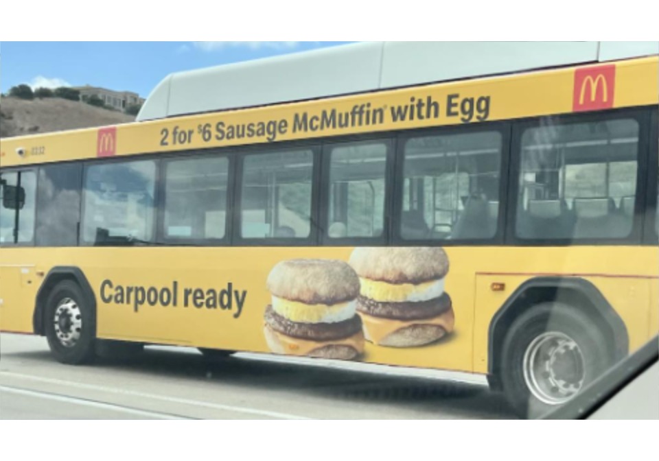 mcDonalds display on Bus